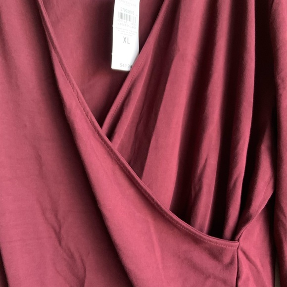 WRAP BODYSUIT Red Long Sleeve Ann Taylor XL - Picture 3 of 6